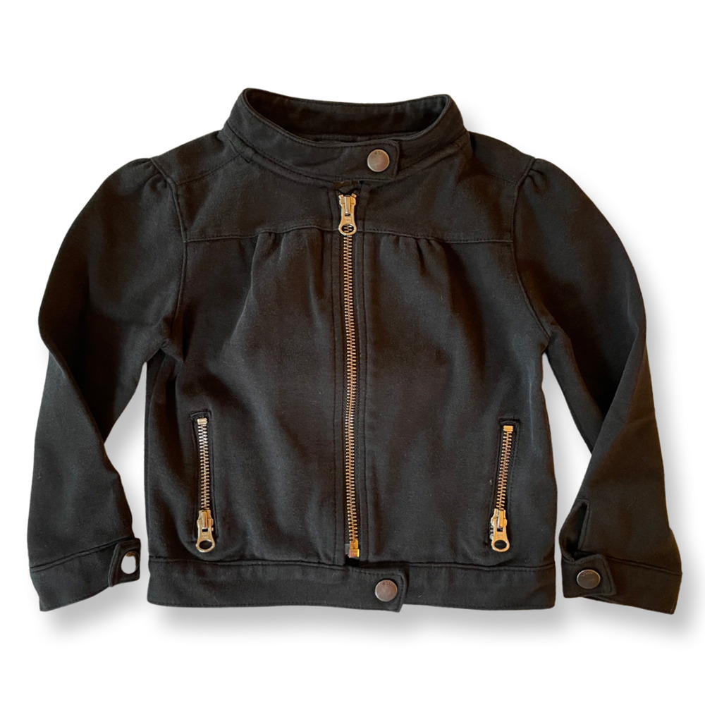 babyGap Black Moto Sweatshirt Jacket - 2T